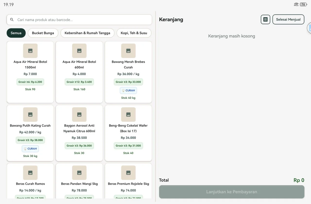 Katalog Kasir & Grid Menu
